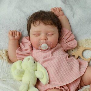 19 Inch Sleeping Reborn Doll Girl with Soft Cloth Body Feeding Toy for Kid 3 +